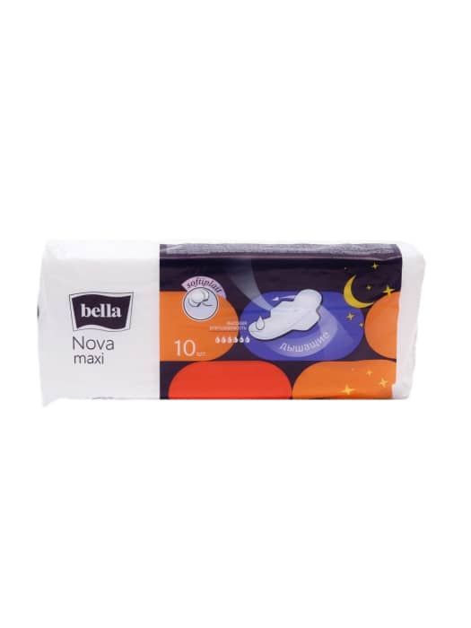 Прокладки "Bella" Nova Maxi 6 капель синие с крыльями,ночные softiplait (10 шт.упак)