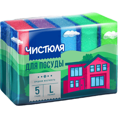 Губка для посуды "Чистюля" 5 L (5 шт.упак)