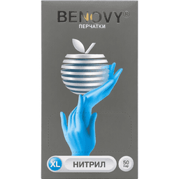 Перчатки нитриловые ГОЛУБЫЕ BENOVY медицинские (100 шт.упак), XL 