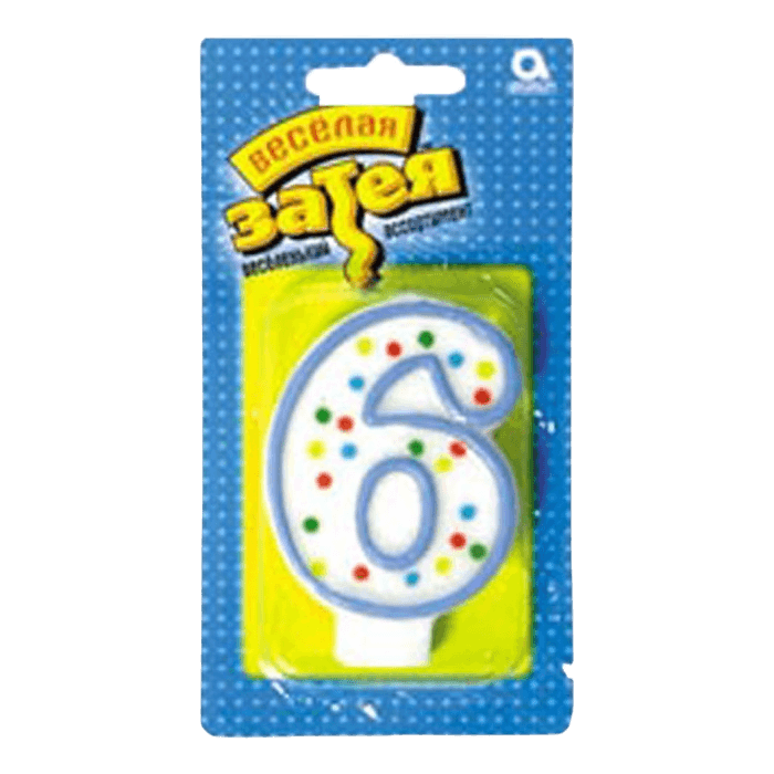 Свеча для торта "Цифра 0-9" с блёстками, №"6"